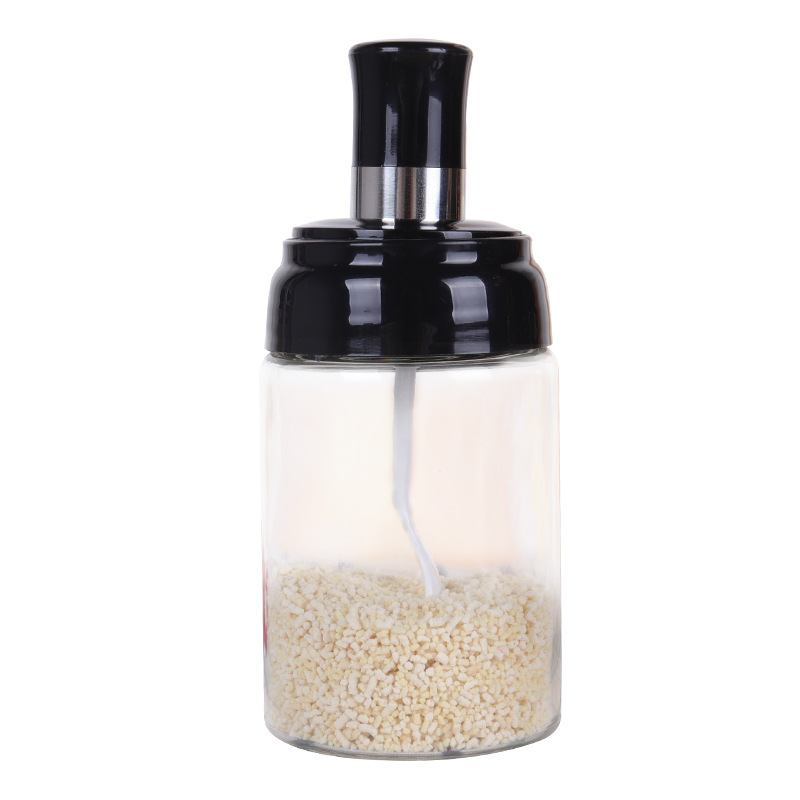 Seasoning box, glass salt jar, household spoon lid, integrated seasoning jar, kitchenware, seasonings, sealed moisture-proof glass set Item Picture
