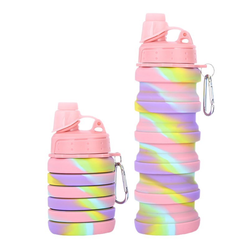Outdoor sports silicone folding water cup, cross-border food-grade cycling, running, sports, travel and fitness portable water bottle Item Picture