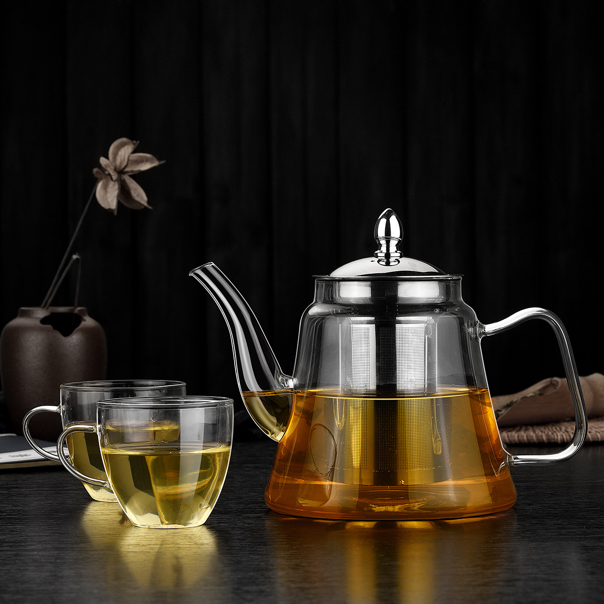 【 Customized LOGO】 Household water kettle, tea and water separation health pot, high borosilicate glass brewing pot, stove cooking pot details Picture