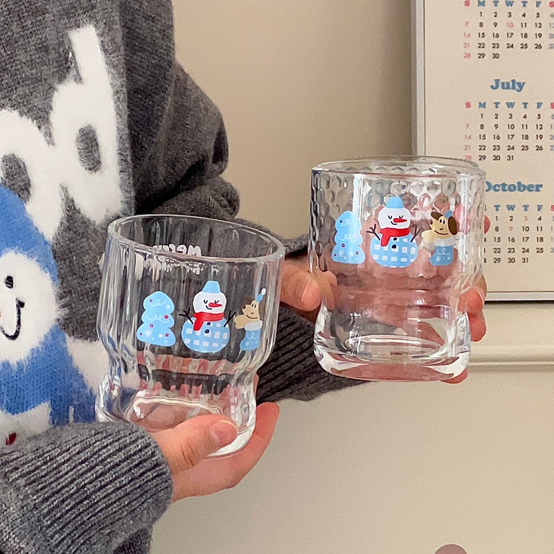 Cartoon single-layer couple gifts: puppy glass cup, creative juice cup, milk cup, coffee cup, breakfast snowman cup Application Scenario
