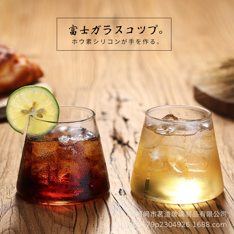 Customized Fuji Mountain high borosilicate glass cups, creative internet-famous whisky and beer glasses, juice and beverage glasses Application Scenario