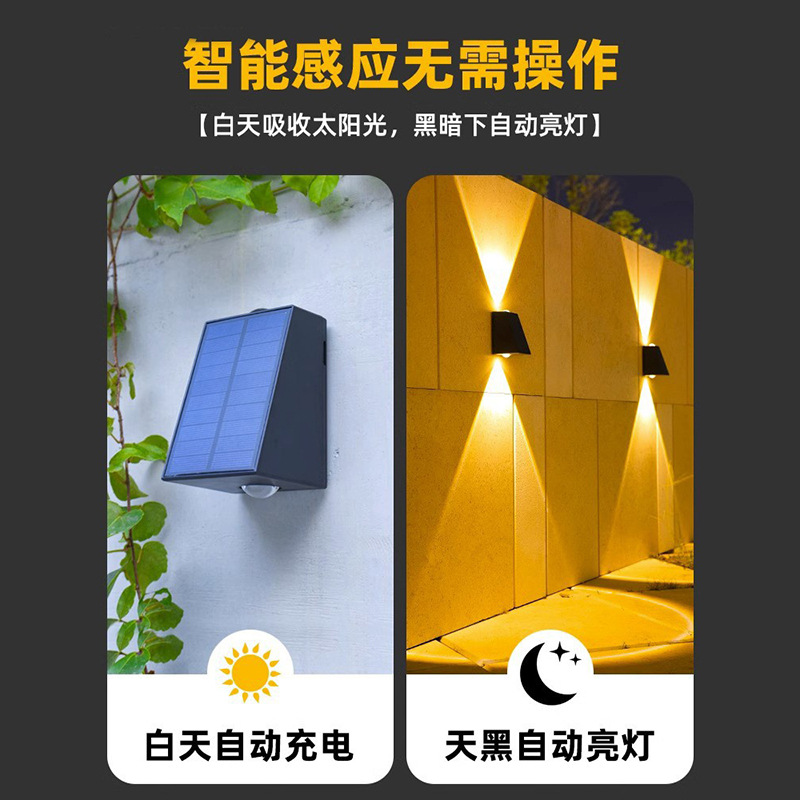 Solar-powered wall-washing lights, outdoor waterproof wall lamps, courtyard, fence, homestay, villa, garden decorative led ambient lights Application Scenario
