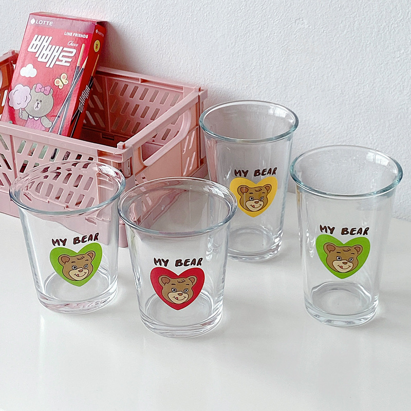 Wholesale of Bolimei cold brew coffee cups, glass cups, breakfast cups, cute bear cups, water cups, and girlish hearts Specification drawing