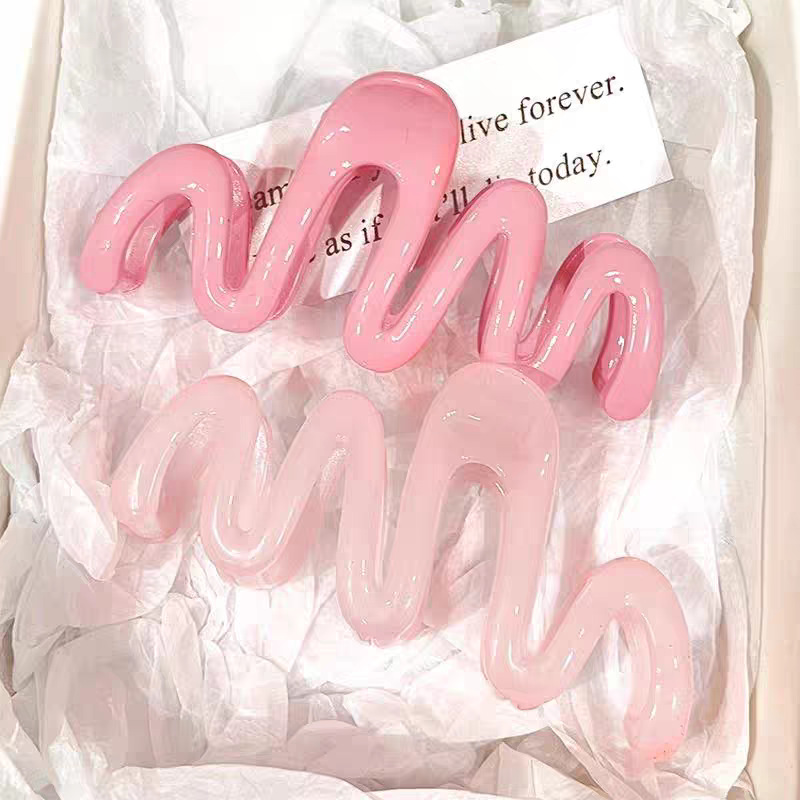 13cm wavy line hair clip, women's vacation style acrylic extra-large bun hair clip, large hair volume shark clip for spring and summer full figure