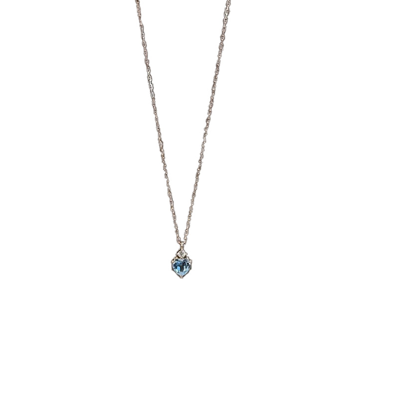 Aquamarine heart-shaped water drop Zircon necklace for women, a light luxury and niche style necklace, simple and fashionable, versatile collarbone chain Item Picture