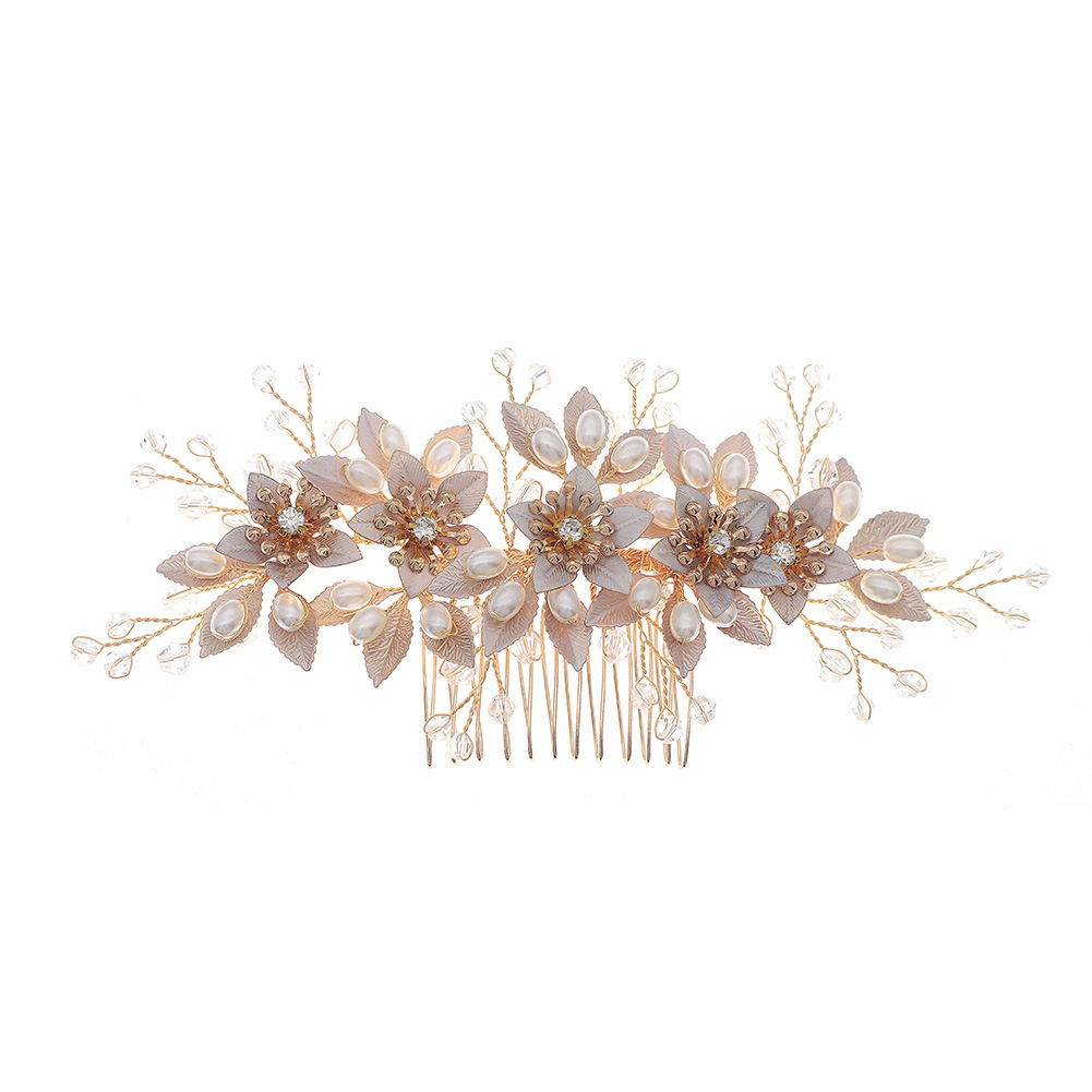 Chinese-style Xiuhe dress, cheongsam, accessories, handcrafted flower and pearl headwear, wedding dress and makeup plate, hair comb, bride's hairpin Item Picture
