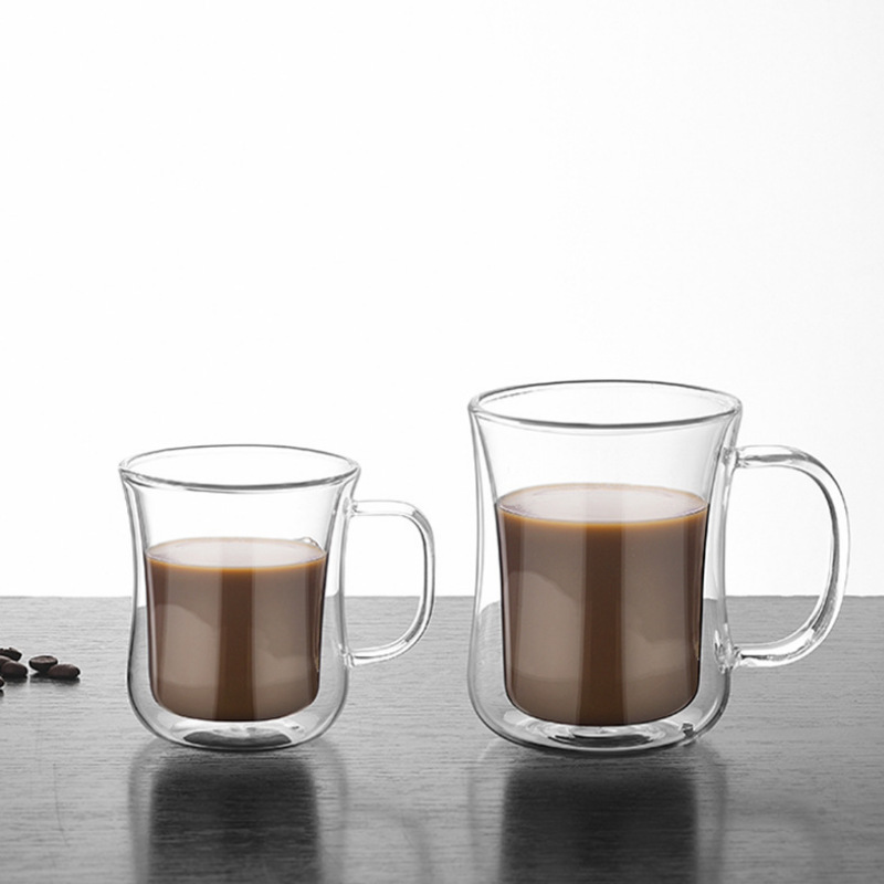 Customized cross-border double-layer glass cups, heat-insulating household breakfast milk coffee cups, simple high borosilicate glass cups Application Scenario