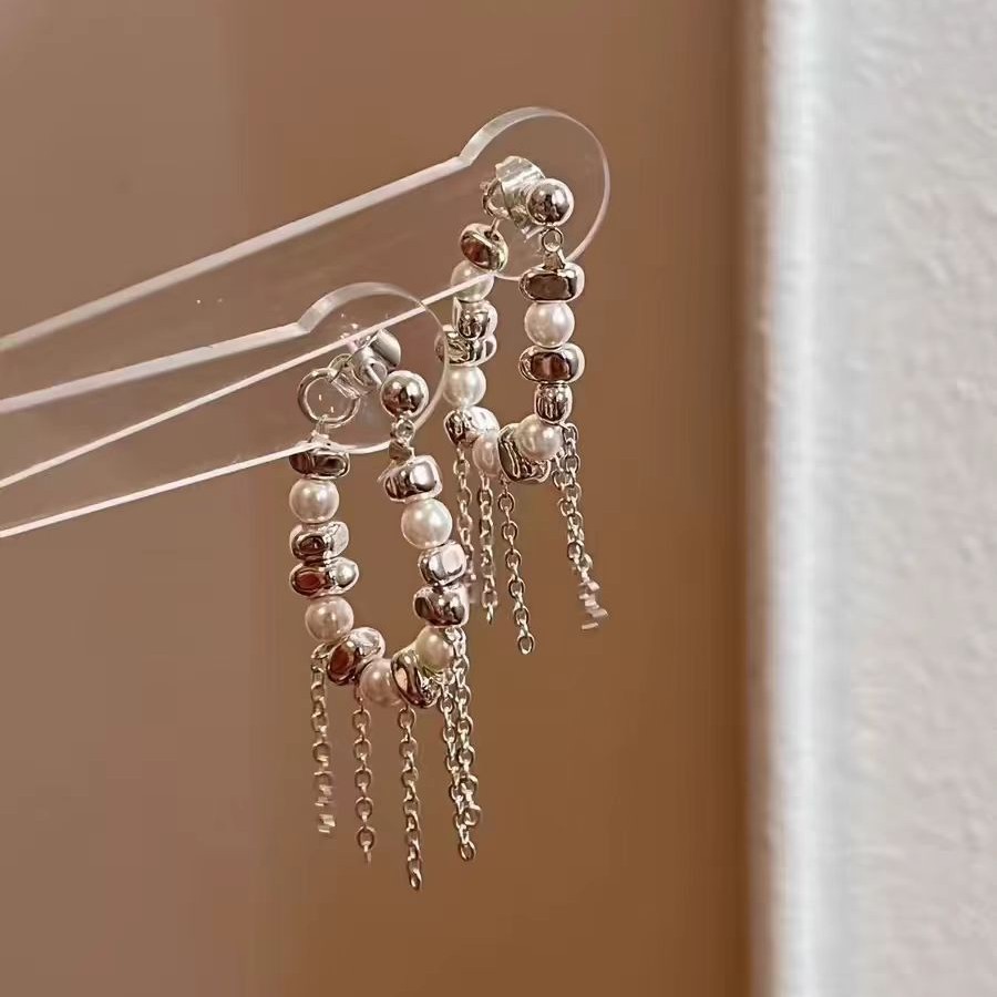 Suiguang: 2025 New retro light luxury pearl beaded irregular style, cold and elegant Suzhou earrings and earrings Specification drawing