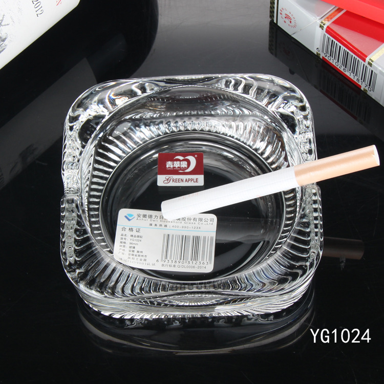 Green apple crystal glass ashtray, round ashtray, hotel room, club, office, meeting seal LOGO Item Picture