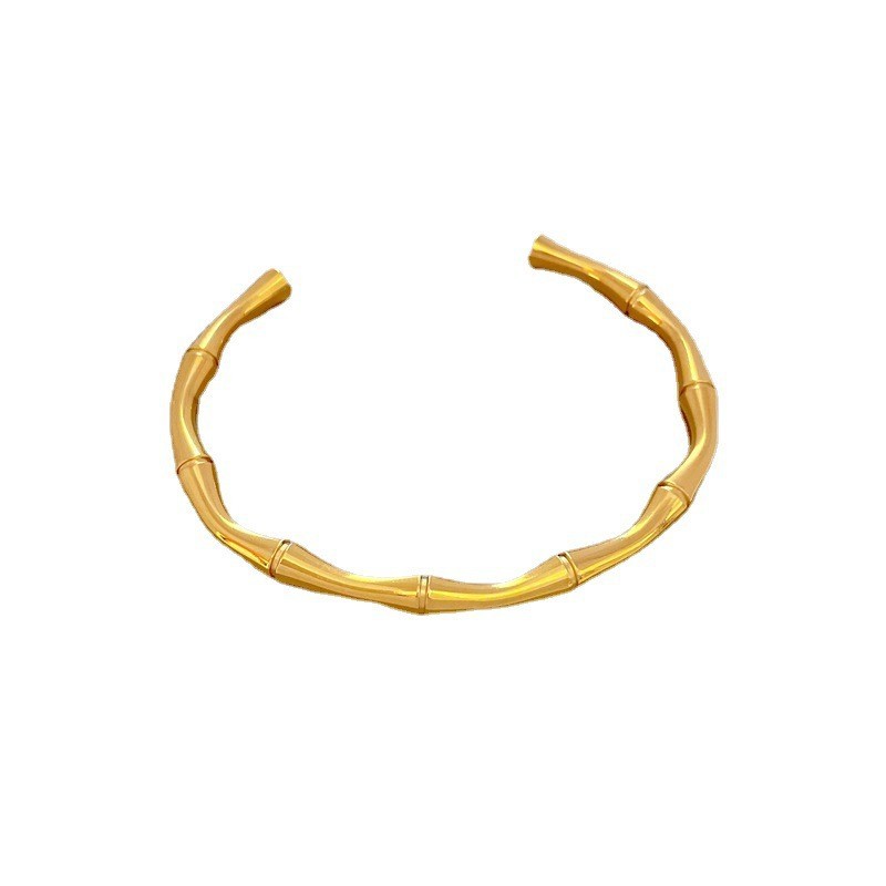 【 All-Titanium Steel 】 Bamboo joint Chinese style minimalist titanium steel bracelet, minimalist cross-border retro stainless steel jewelry Item Picture