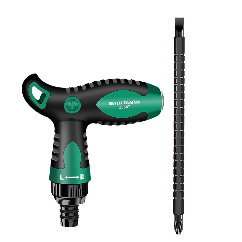 T-type ratchet screwdriver, cross-head double-head multi-functional dual-purpose strong magnetic tool screwdriver, household plum blossom repair Item Picture
