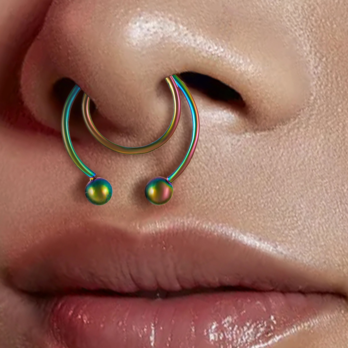Cross-border Amazon stainless steel nose clip for both men and women, European and American insU shaped non-perforated nose nail and nose ring piercing accessory full figure