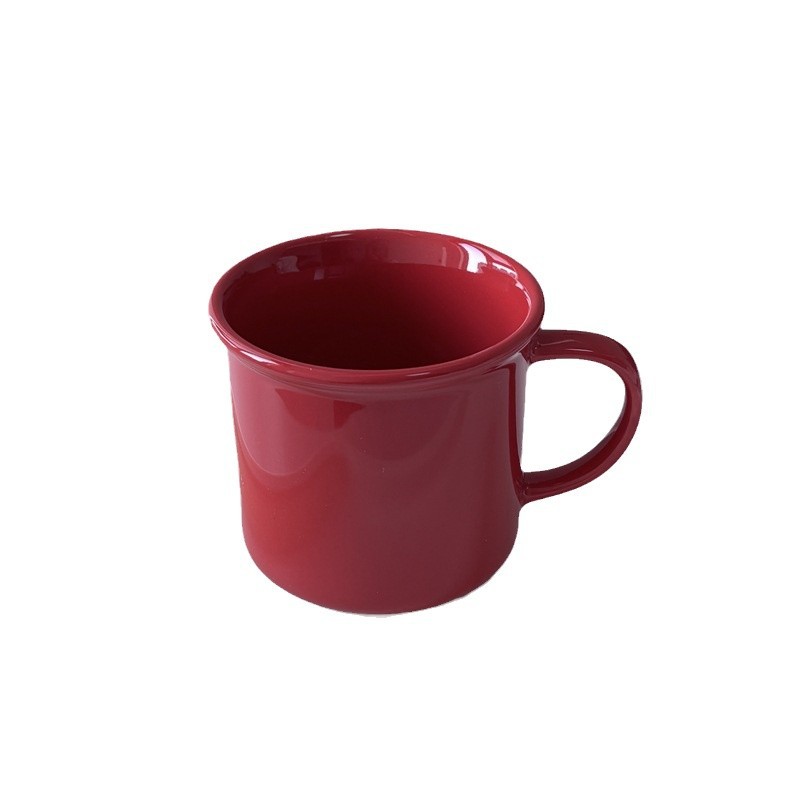 High appearance level, simple New Year Christmas red, retro red ceramic mug, cartoon coffee cup, couple gift water cup Item Picture