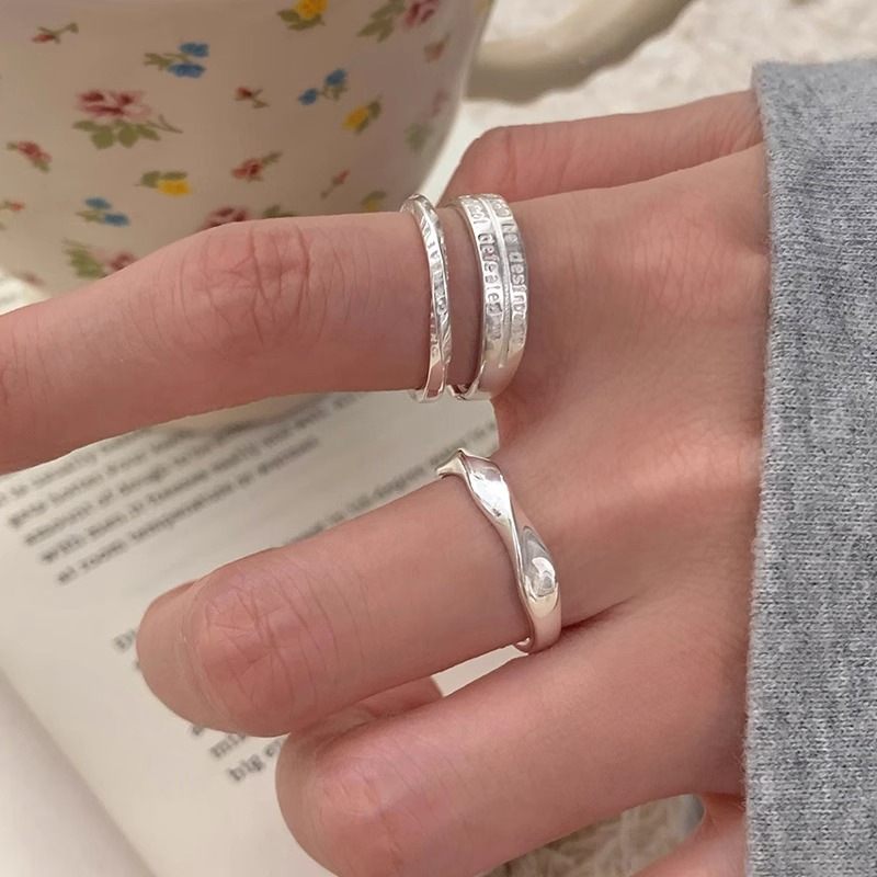 Korean Mobius geometric ring for women, S925 sterling silver, fashionable layered open index finger ring, a niche and high-end ring details Picture