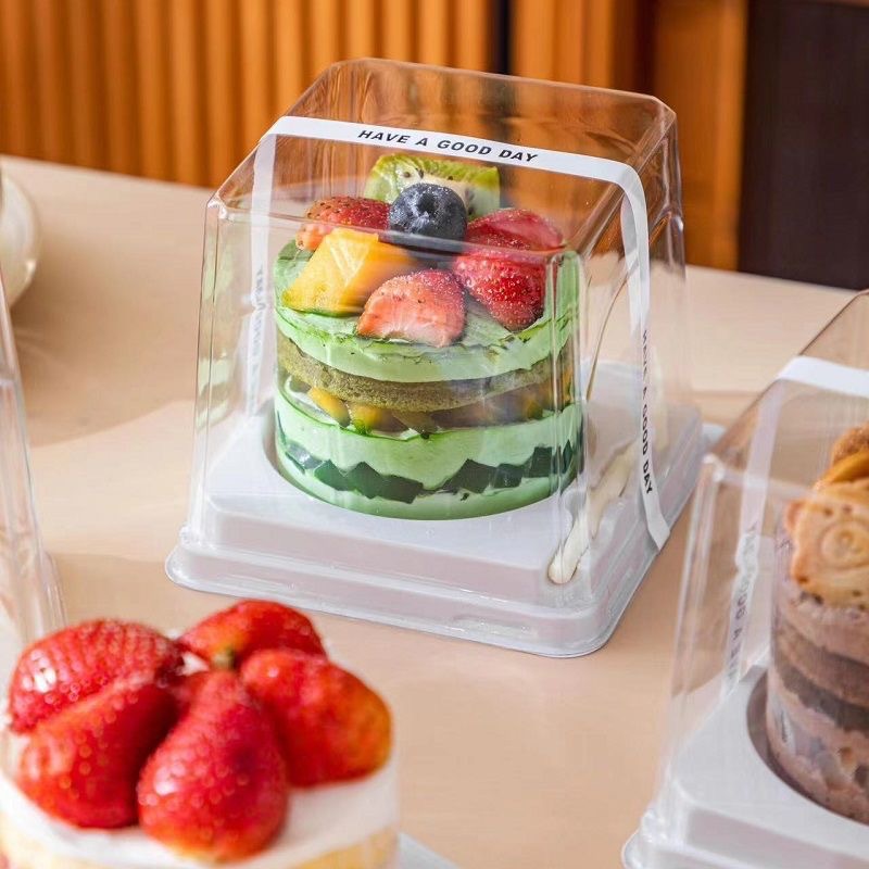 2-inch cake box, small pastry packaging box, mousse cut pieces, puppy cake roll, dessert transparent 2-inch packing box details Picture