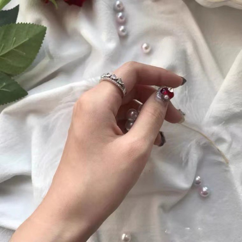 High-end waterdrop zircon, stylish and individualistic open ring, a niche design for women, with a cold style and adjustable ring Specification drawing