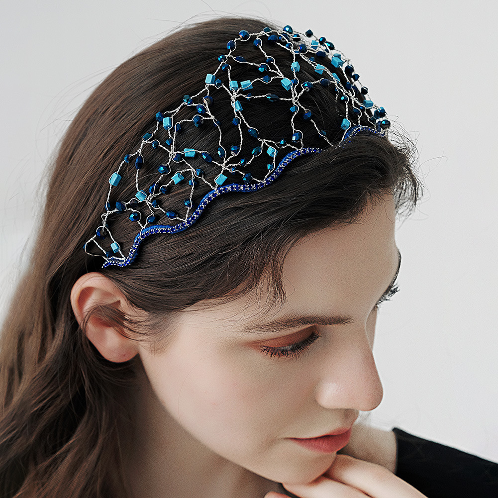 Amazon exquisite hair bands, hand-woven head mesh hair accessories, female performance and catwalk accessories, European and American bride mesh headwear details Picture