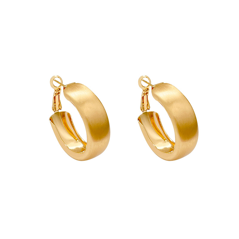 Brushed matte ring gold earrings for women, light luxury and high-end feel, unique ear rings and stud earrings, new 2025 autumn and winter earrings Item Picture
