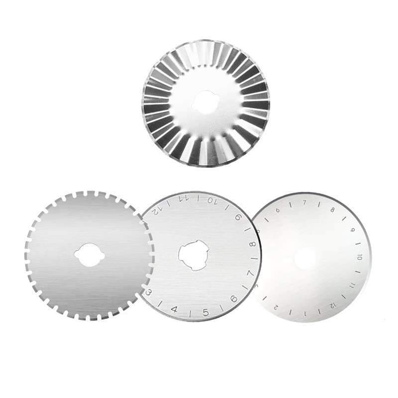 Round blade, lace knife, dashed line round knife, gear blade, wavy flat rubber band, rotary roller knife, fabric cutting, paper cutting details Picture