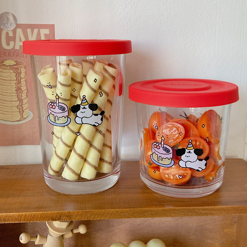 Large glass jar, small snack gift storage jar, cute glass decorative jar, grain and cereal storage jar Specification drawing