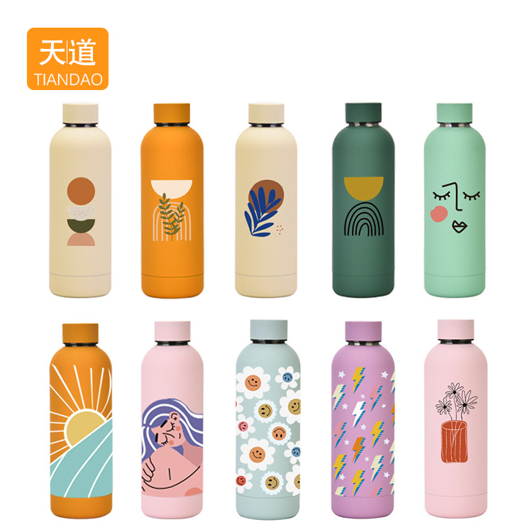 Wholesale of cross-border American-style small-mouth double-layer insulated cups, outdoor camping sports water cups, creative multi-color and simple cups full figure