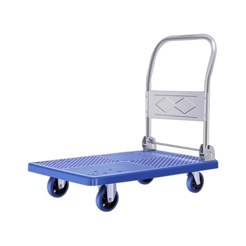 Small trolley, folding silent handcart, flatbed cart, household handling cart, trailer, express delivery cart, special hand-pulled cart Item Picture
