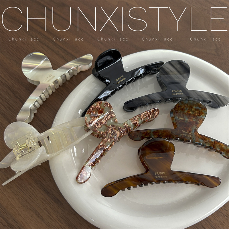 Retro acetate gripper, large size, internet-famous style, shark clip, women's high-end, exquisite clip headwear, hairpin at the back of the head Specification drawing