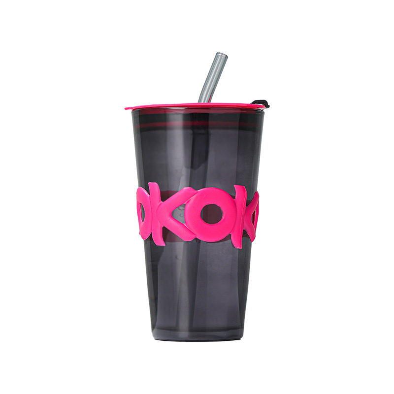 Fashionable straw glass water cup, pink high appearance level coffee cup, creative office home, opening event gift cup Item Picture