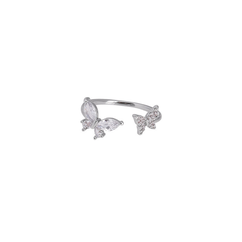 Butterfly zircon symmetrical ring, a trendy, light luxury and niche design for women on Instagram. The opening of the tail ring can be adjusted, making it a personalized and high-end ring Item Picture