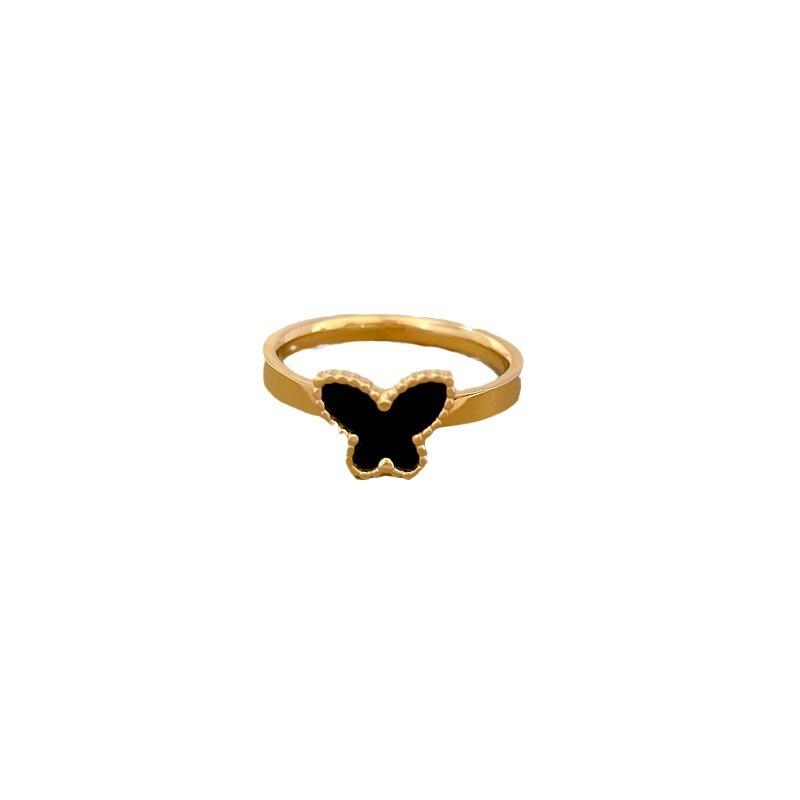 【 Non-fading 】 Black butterfly titanium steel cold style dance ring for men and women, trendy and simple food rings on Instagram Item Picture