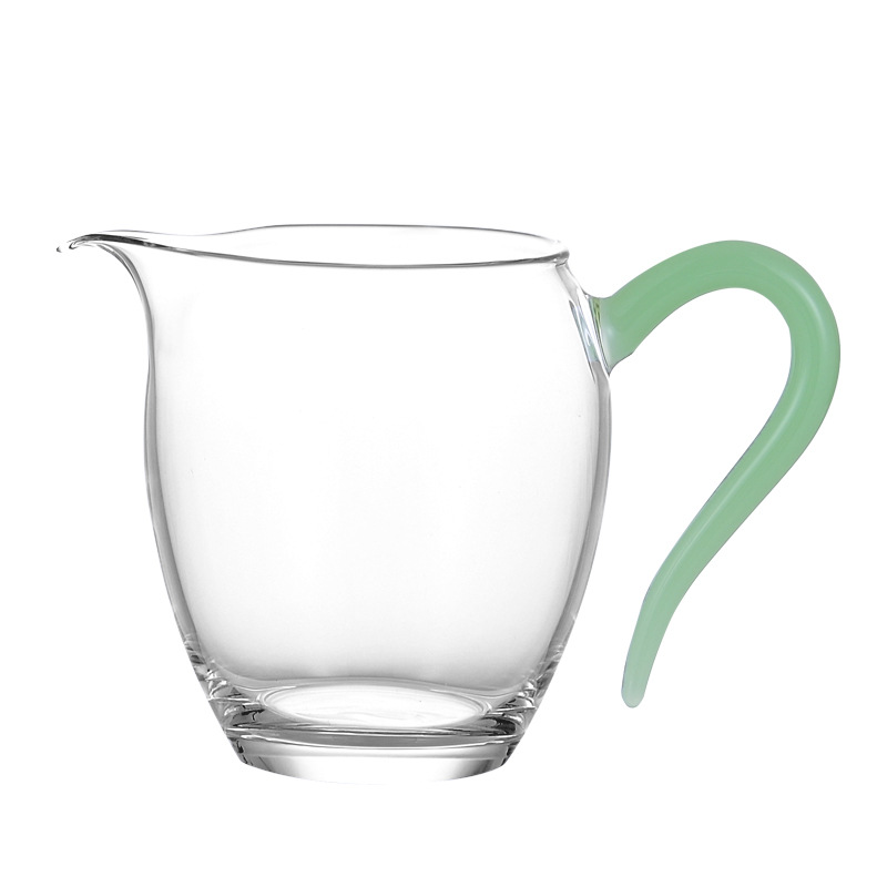 Wholesale of thickened high borosilicate portable 304 stainless steel filter glass teapots with colorful handles for household Gongfu tea sets Item Picture