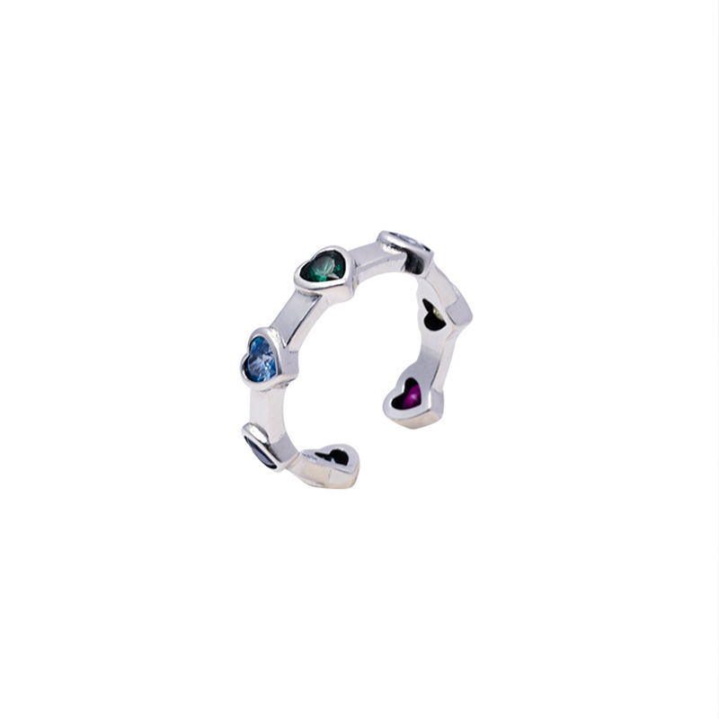 A Korean version of a niche design with a high-end feel, a colorful heart-shaped bamboo joint ring, a fashionable and personalized index finger ring for women on Instagram Item Picture