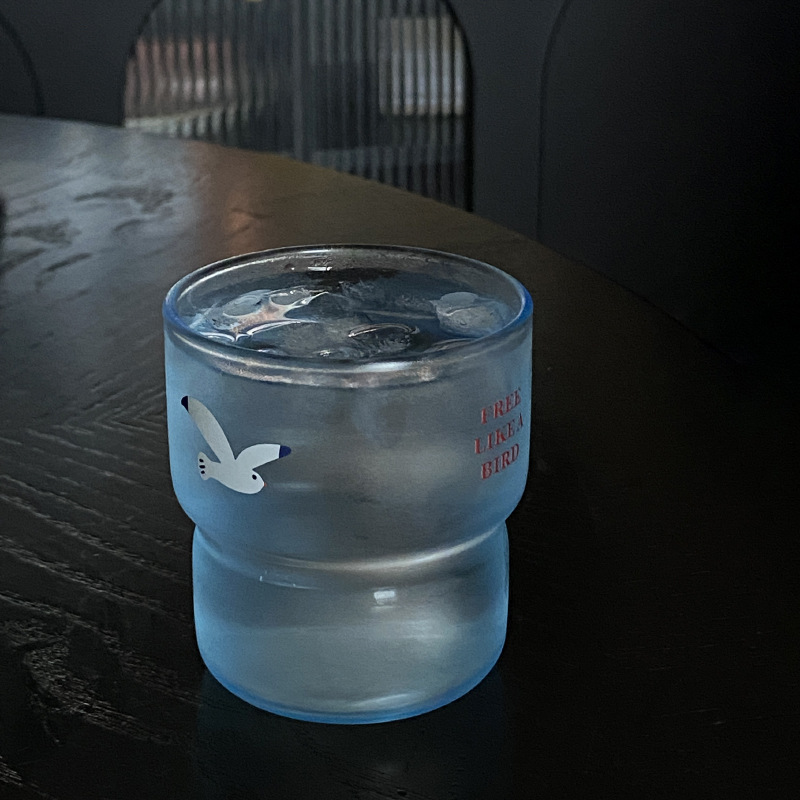 As free as a bird ~ High-end, niche, Instagram glass cup, simple bird coffee cup, high-temperature resistant water cup full figure