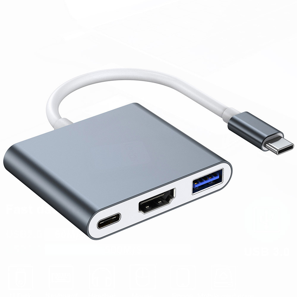 Cross-border type-c to hdtvusb3.0type-c to 3-in-1 4Kswitch conversion three-in-One docking station Item Picture