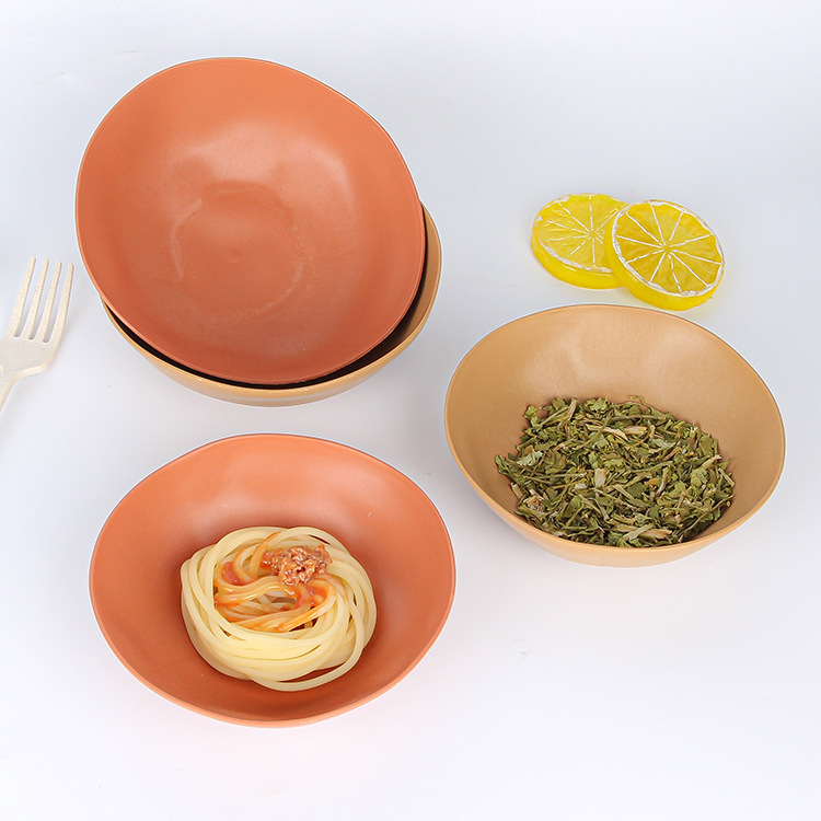 Creative irregular plastic household tableware bowls, wheat and bellflower rice bowls, children and babies' durable baby food bowls Application Scenario