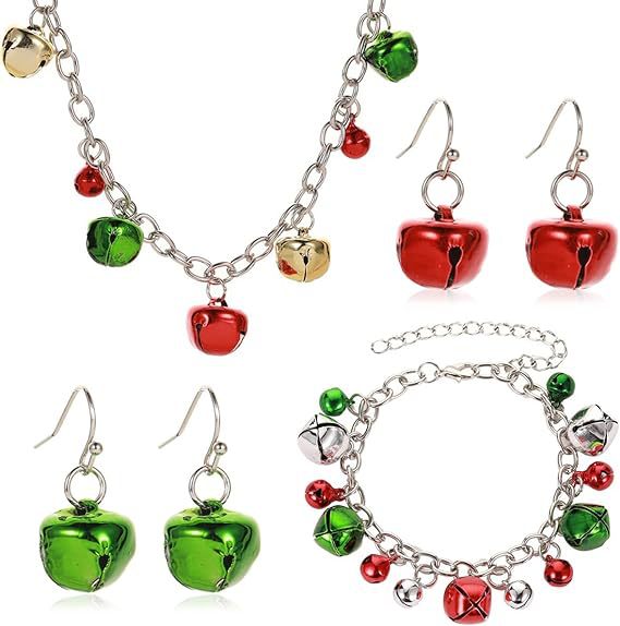 New cross-border Christmas necklace set, jewelry, colorful bell bracelet, earrings, Christmas accessories for women from Europe and America Item Picture