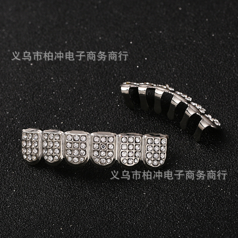 Cross-border dental braces with 72 diamonds, hip-hop style, full diamonds, hip-hop gold and silver hip-hop braces, dentures details Picture