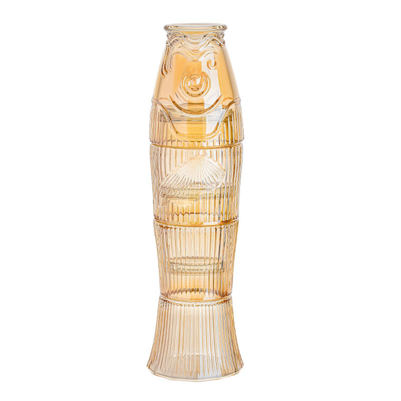 Creative glass cups, koi stacked cups, golden set cups, carp cups, household water cup sets, bank and insurance gift cups Item Picture