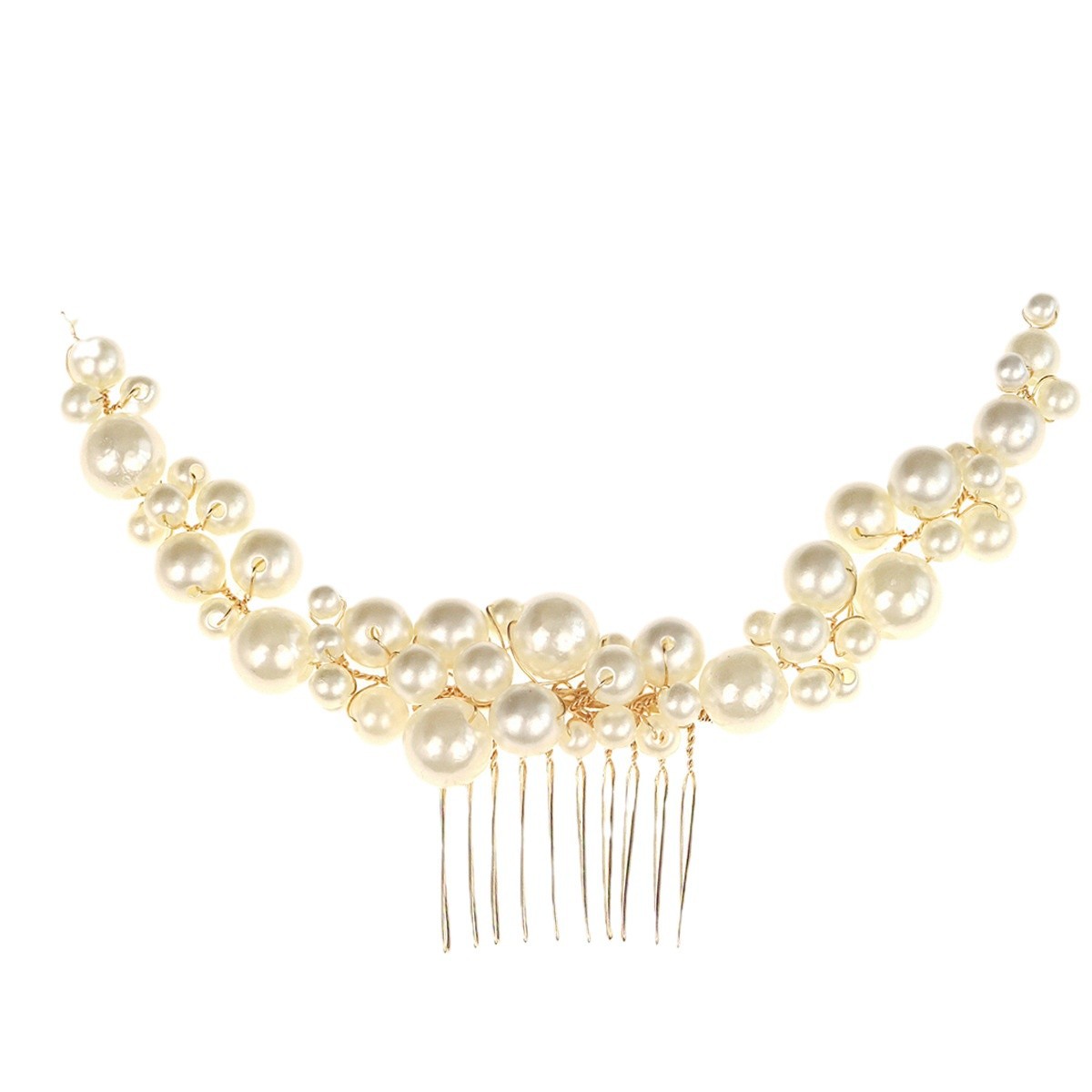Cross-border new pearl hair comb, wedding banquet updo headwear, retro handcrafted bride's hair comb, dance party accessory Item Picture