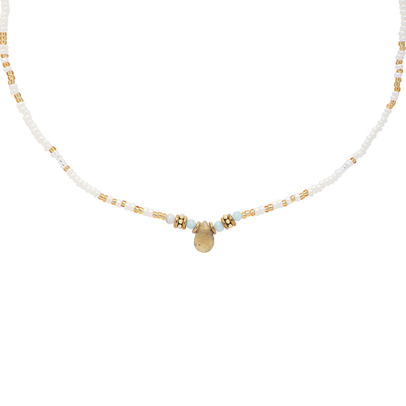ins Fresh Huang Dongling Rice Bead Necklace Wholesale, niche design, sweet girl style collarbone chain, fashionable and trendy pendant Item Picture