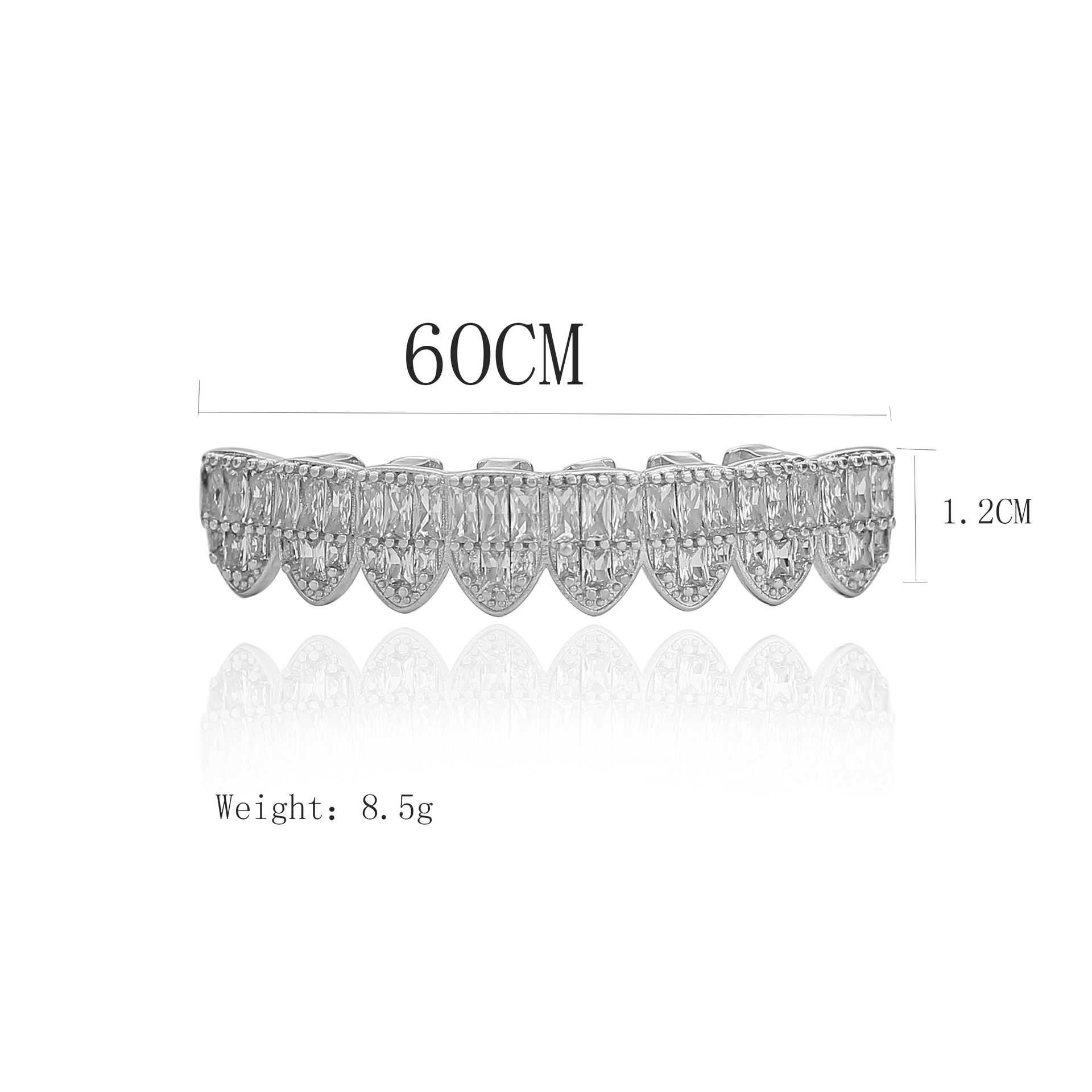 Micro-inlaid 8-tooth HIPHOP square zircon Teeth, a popular Halloween prop tooth set accessory from Europe and America details Picture