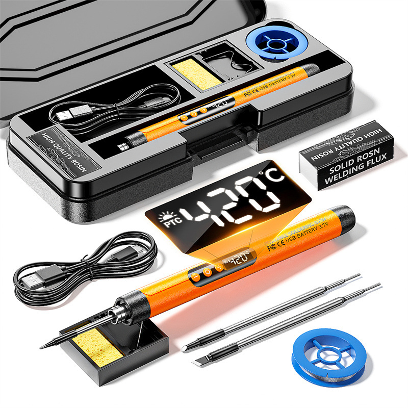Mini digital display USB charging soldering iron portable wireless home appliance repair DIY toolkit, soldering smoke code set details Picture