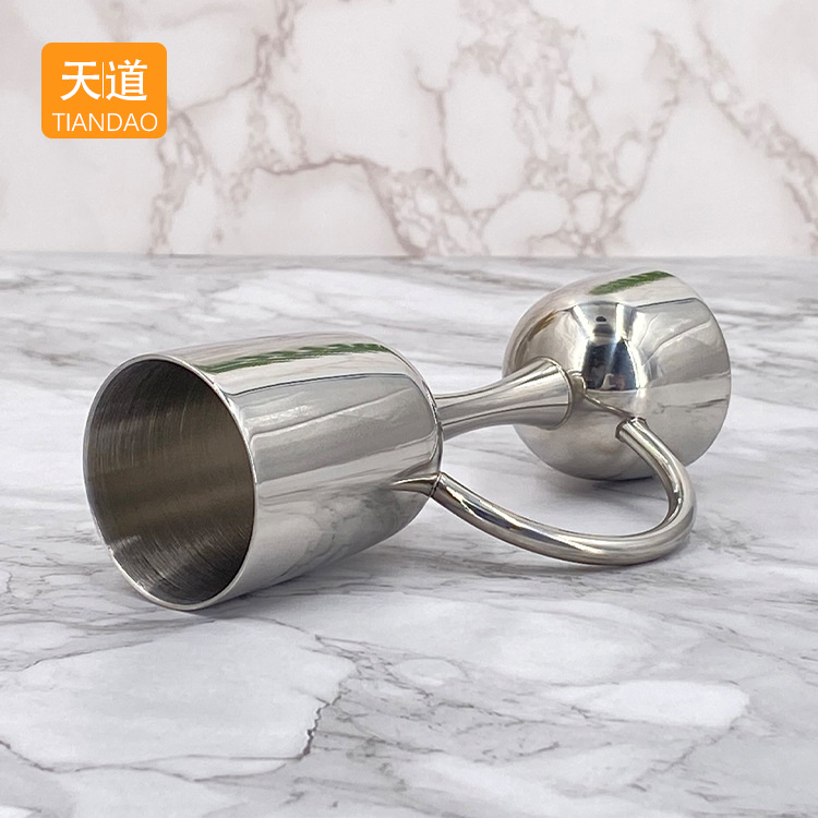 Stainless steel double-headed measuring cup, cocktail ounce cup with handle, measuring glass, mixing glass, large-capacity food-grade measuring spoon details Picture