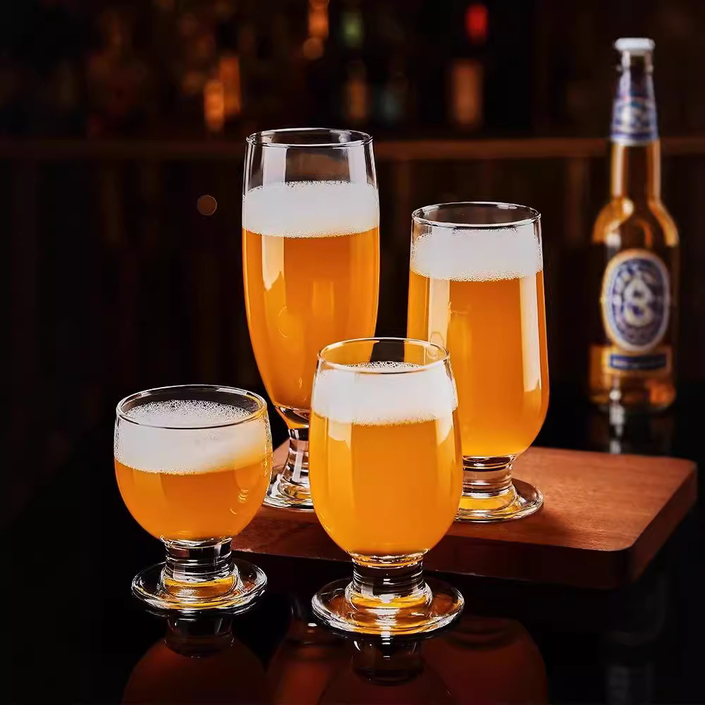 High-footed craft beer mugs, professional glass juice cups for restaurants, large-capacity drink cups, bars, taverns, KTVS full figure