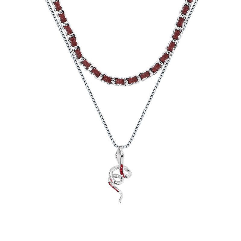 Red velvet rope Snake Year necklace accessory for women, new sweater chain, light luxury and high-end, niche design style, versatile pendant Item Picture