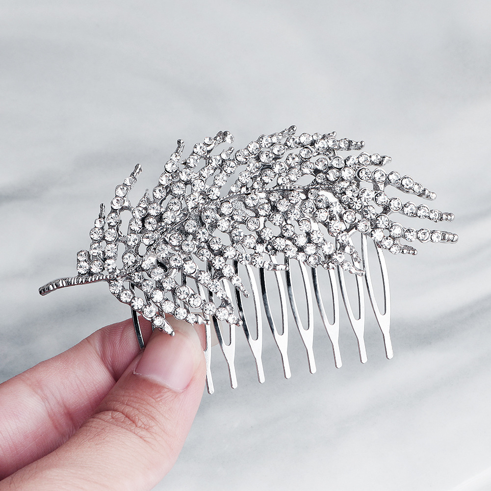 European and American classic bride's hair comb, leaf and branch hair comb, creative alloy headwear, wedding dress and evening gown, hair updo details Picture
