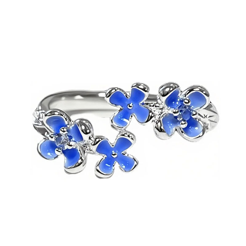 A new Chinese-style bestseller, a pure and sensual enamel flower opening ring for women on Instagram. It has a cold and elegant style but a sweet and cool silver ring quality Item Picture