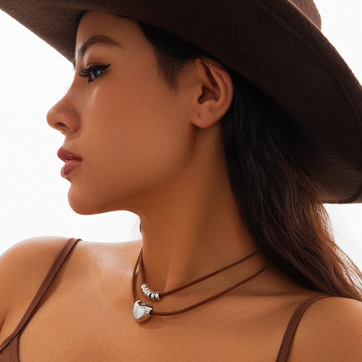 European and American cross-border jewelry, ins-style irregular turquoise necklace set, cactus alloy pendant, necklace and collar details Picture