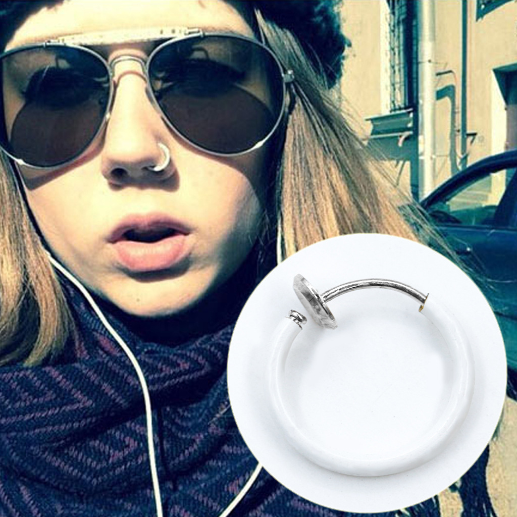 European and American foreign trade simple and small circle single earrings, Korean style fashionable single without ear holes, ear clips and nose rings details Picture
