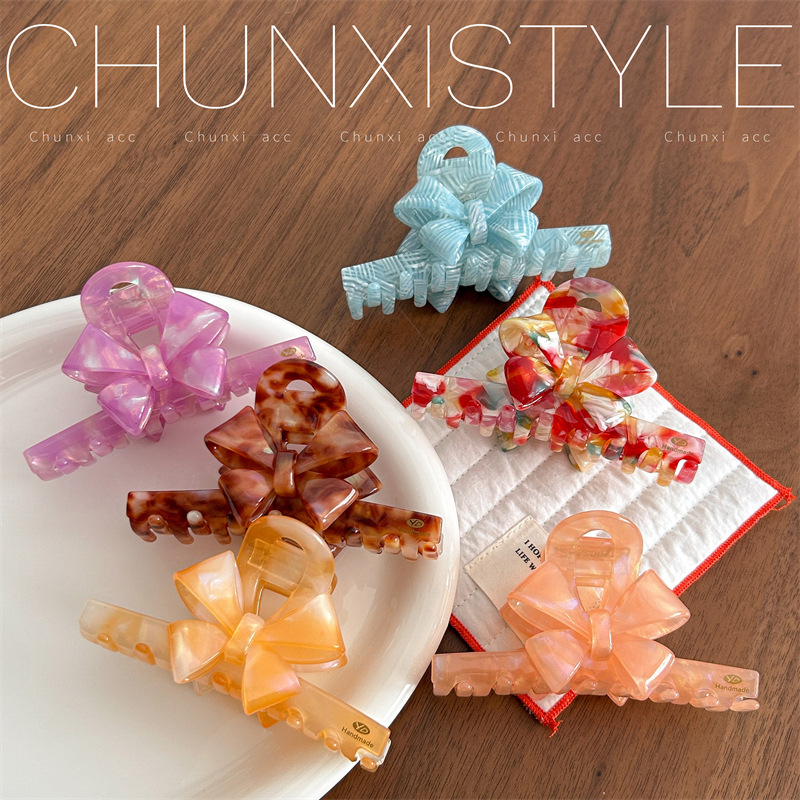YD medium-sized acetate bow, high-end hairpin, 2025 new style, back clip, headwear, shark clip details Picture